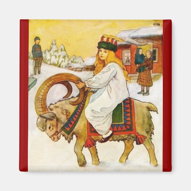 Aimant Lucia chevauchant une chèvre de Noël (Devant)