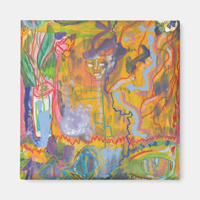 Aimant Lucid Dreamer rose arc-en-ciel Abstrait peinture A (Devant)