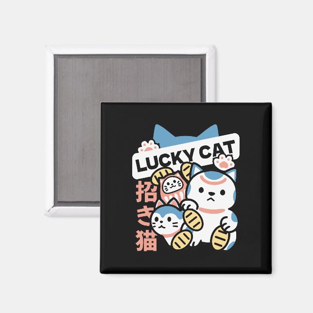 Aimant Lucky Cat Art – Maneki Neko with Gold Coin (Recto/Verso)
