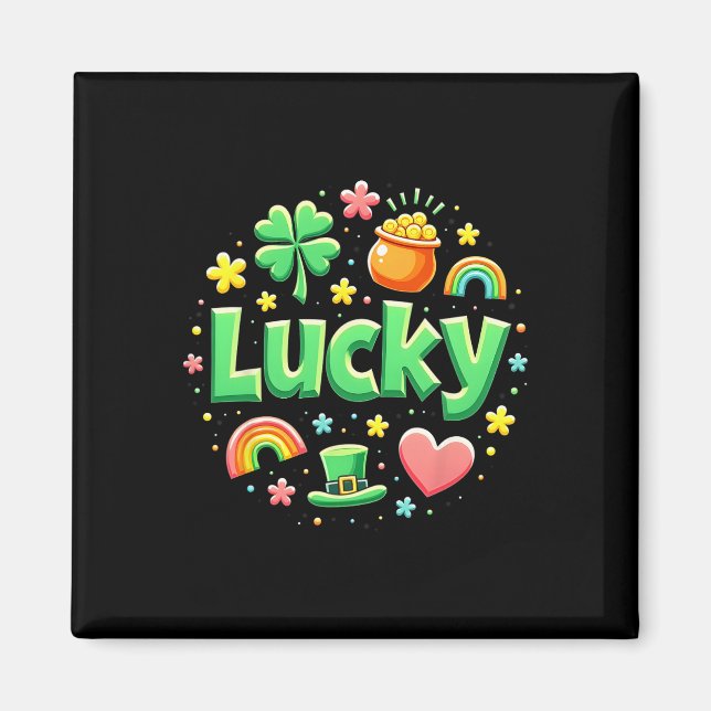 Aimant Lucky Charm Patricks Day Pot Of Gold Irish Shamroc (Devant)