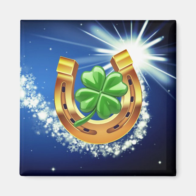 Aimant Lucky horseshoe 4 feuilles trèfle étoile tournante (Devant)