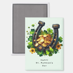 Aimant Lucky Horseshoe et Gold Coins St. Patrick's Day