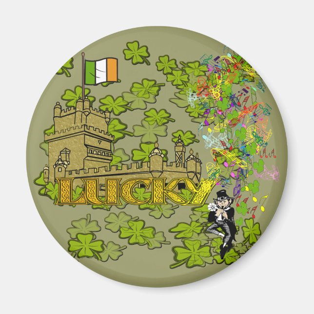 Aimant Lucky Leprechaun et son château irlandais (Devant)