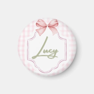 Aimant Lucy Baby Girl Nursery Bow&En vichy personnalisée