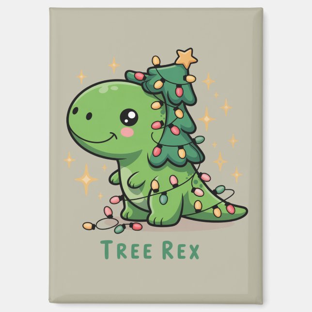 Aimant Lumière de dinosaure de Noël Fête drôle Rex d'arbr (Recto)
