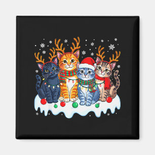 Aimant Lumière de Noël de chat Renne Santa Noël Drôle