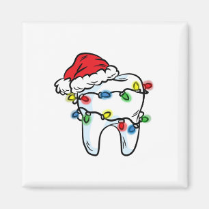 Aimant Lumière de Noël Dent Chapeau de Père Noël Dentiste