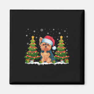 Aimant Lumières des arbres de Noël Yorkie Chien Santa Hat