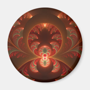 Aimant Lumineuse Abstrait moderne orange rouge fractal