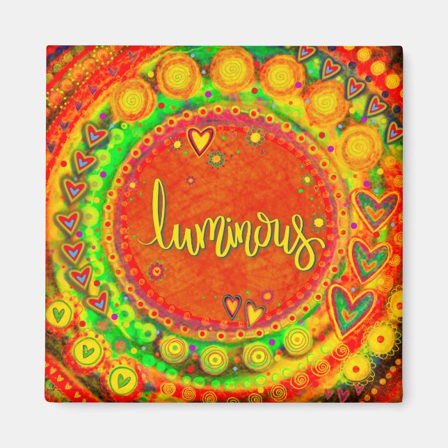 Aimant Lumineuse Orange Floral Coeur Inspiritisme moderne (Devant)