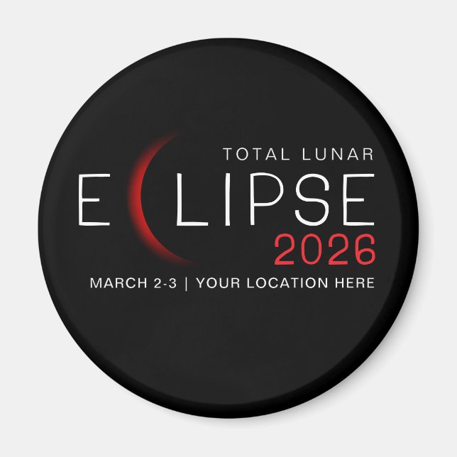 Aimant Lunar Eclipse 2026 Custom Location Commemorative (Devant)