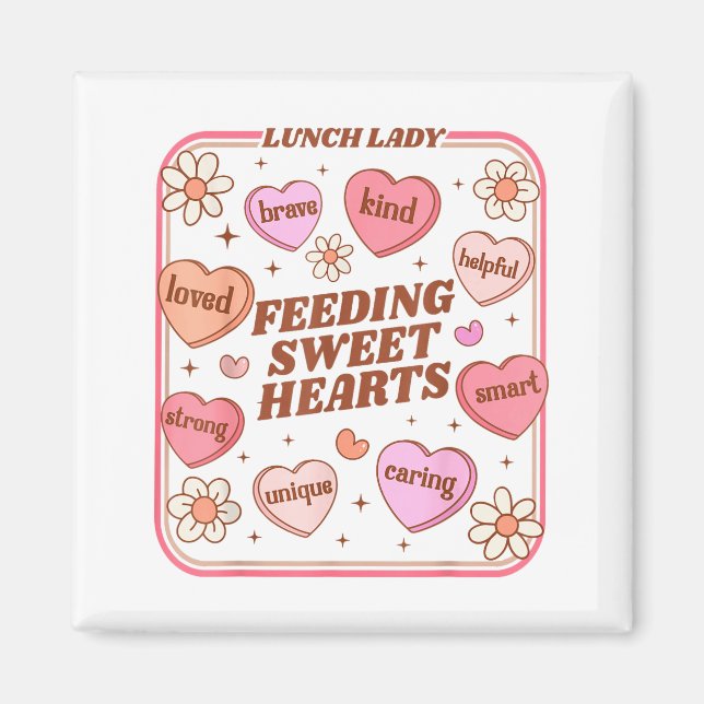 Aimant Lunch Lady Valentines Day Retro Cute Cafeteria Swe (Devant)