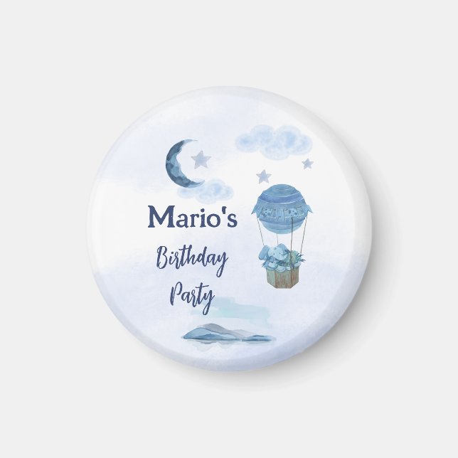 Aimant Lune bleue petit éléphant garçon d'anniversaire (Devant)