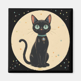 Aimant Lune de chat noir atomique futuriste