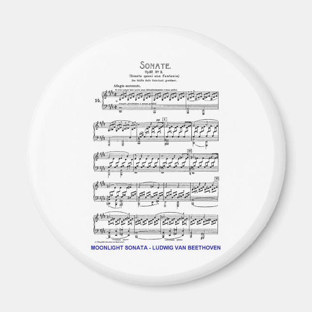 Aimant Lune-Sonate-Ludwig-Beethoven (Devant)