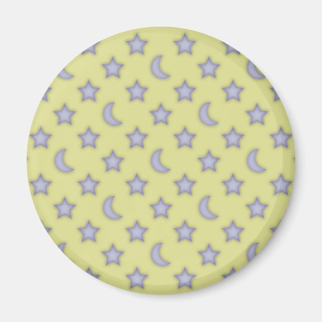 Aimant Lunes jaunes et étoiles motif (Devant)
