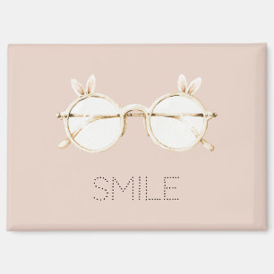 Aimant Lunettes aux oreilles de lapin blanc rose Sourire