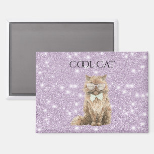 Aimant Lunettes de chat cool marron scintillement violet 