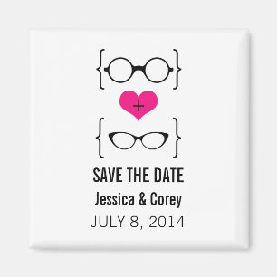 Aimant Lunettes de Geeky rose Enregistrer l'aimant de dat