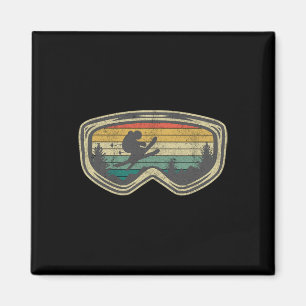 Aimant Lunettes de Ski Montagne Neige Ski Retro Vacances 