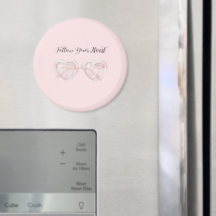 Aimant Lunettes de soleil à citation Cœur Rose Pâle