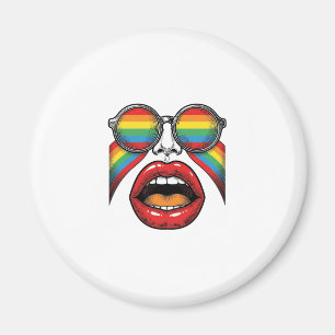 Aimant Lunettes de soleil arc-en-ciel rétro lèvres visage