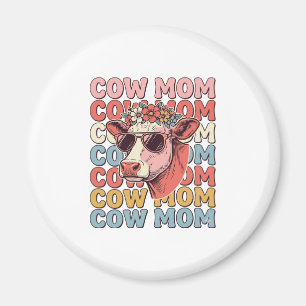 Aimant Lunettes de soleil rétro Cow Mom gravure vintage D