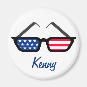 Aimant Lunettes de soleil rétros du drapeau américain pat