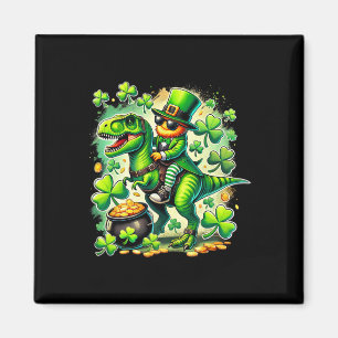 Aimant Lutin chevauchant le dinosaure T Rex St Pat Trex P