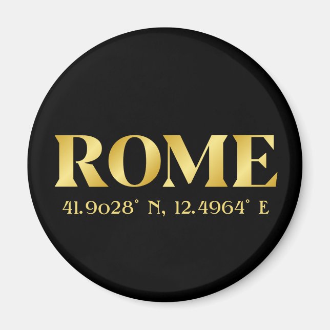 Aimant Lux Gold Rome Latitude & Longitude (Devant)