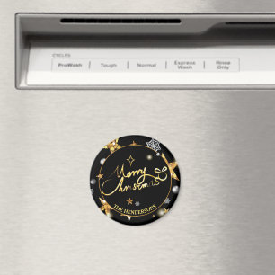 Aimant Luxe discrète Étoiles noires or Personnalisé Noël