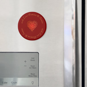 Aimant Luxe et moderne géométrique or rouge coeur amour