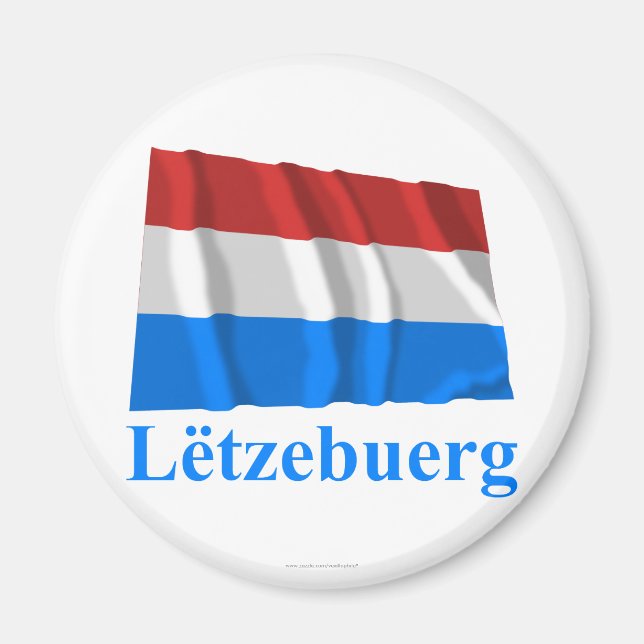 Aimant Luxembourg Drapeau avec nom en luxembourgeois (Devant)