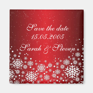 Aimant Luxury Red Christmas Spirit Enregistrer la date