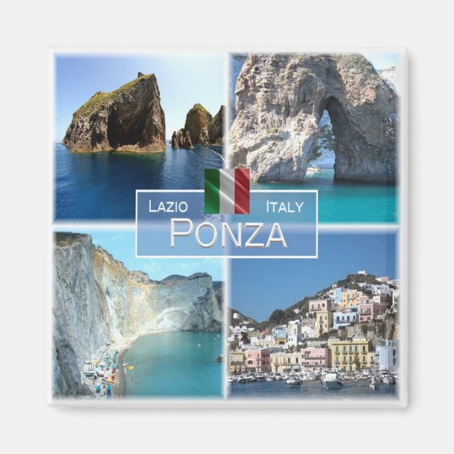 Aimant LZO019 PONZA, Mosaïque, Latium, Italie, Réfrigérat (Devant)