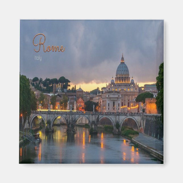 Aimant LZO039 ROME - Pont Sant'Angelo, Dusk, Frigo (Devant)