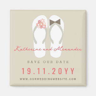 Aimant M. et Mme Flip Flops Mariage d'été À Sauvegarder L