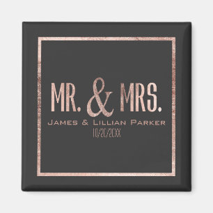 Aimant M. et Mme roses Monogram Wedding d'or de Faux