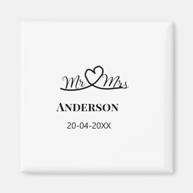 Aimant M. & Mme ajouter nom de famille date année mariage (Devant)