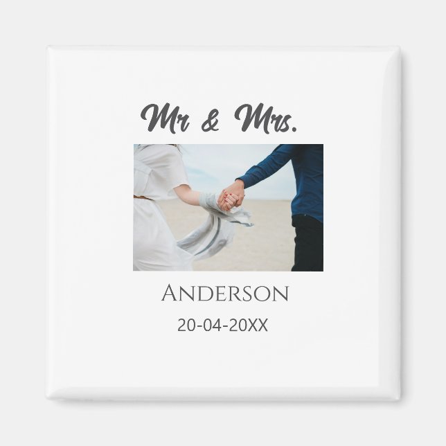Aimant M. & Mme ajouter nom de famille date année mariage (Devant)