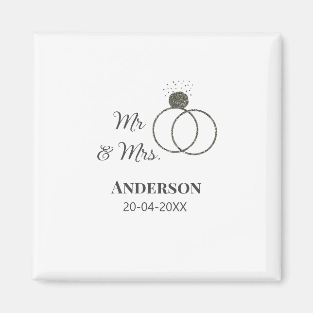 Aimant M. & Mme ajouter nom de famille date année mariage (Devant)