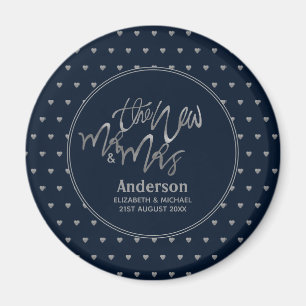 Aimant M. & Mme Mariage Marine Blue Silver Love Hearts