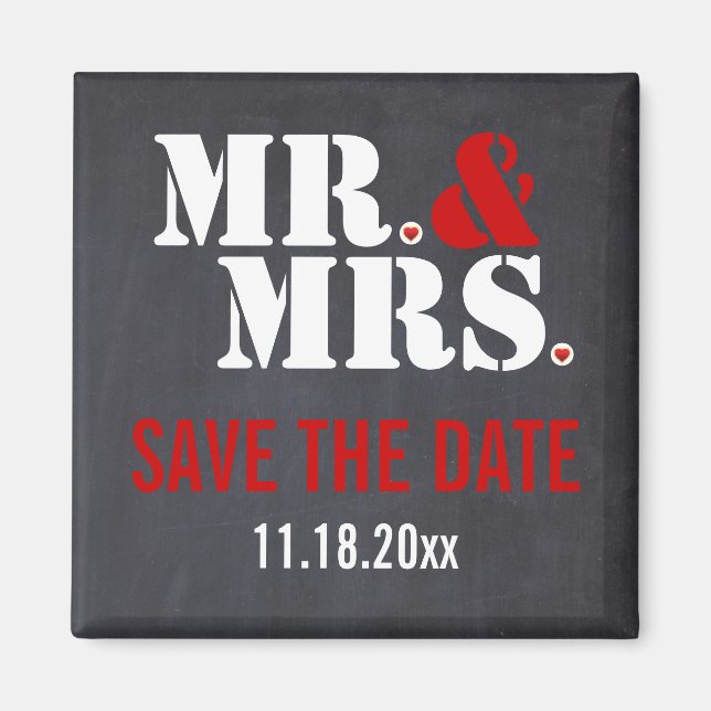 Aimant M. & Mme. typographie moderne mariage Enregistrez  (Devant)