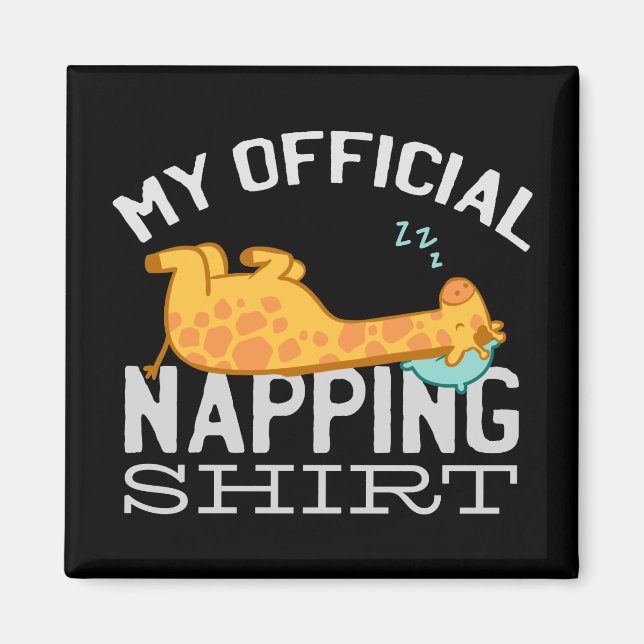 Aimant Ma chemise de sieste officielle - Giraffe endormie (Devant)