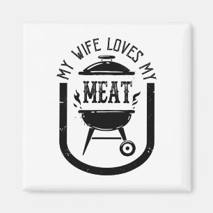 Aimant Ma Femme Aime Mes Viandes Drôle Pun Grillant Bbq L