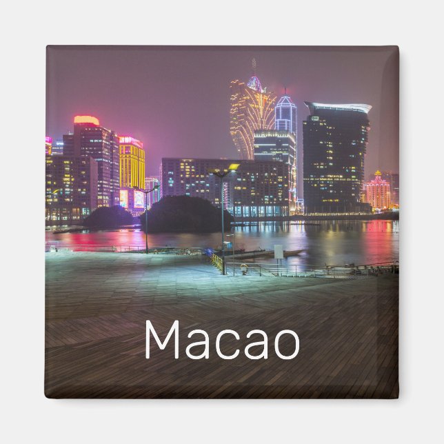Aimant Macao Casino Skyline Panorama Chine Nuit (Devant)