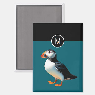Aimant Macaron atlantique faune océan bleu monogramme