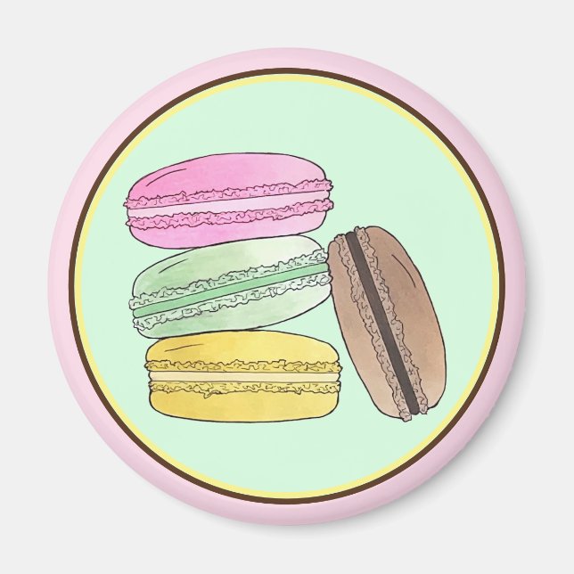 Aimant Macaron French Pastry Cookies Macarons Pâtisserie (Devant)