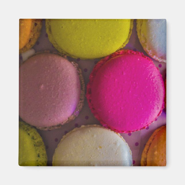Aimant Macarons colorés Dessert Cuit Savoureux (Devant)
