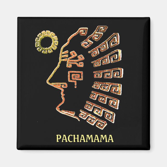Aimant Machu_Picchu élégant dessin sur noir (Devant)
